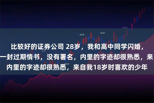 比较好的证券公司 28岁，我和高中同学闪婚，收拾旧书时，意外发现一封过期情书，没有署名，内里的字迹却很熟悉，来自我18岁时喜欢的少年